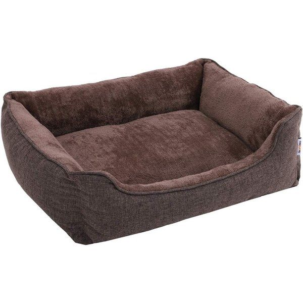 Meilleurs prix pour Lit pour Chien Panier pour Chien Revêtement en Tissu Style Ours en Peluche Déhoussable et Lavable en Machine Marron 90 x 75 x 25 cm PGW11CC