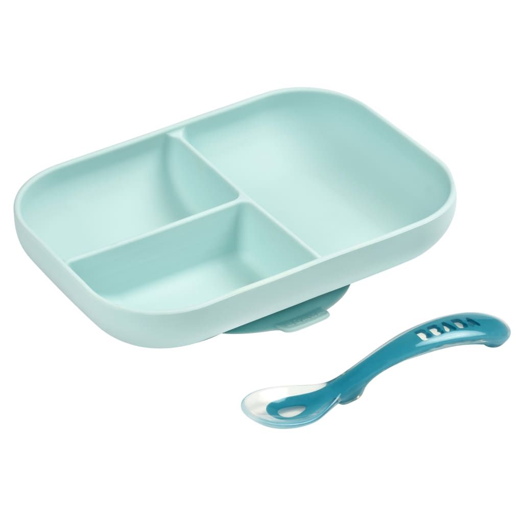 Set Repas Silicone 2 Pièces Compartimenté