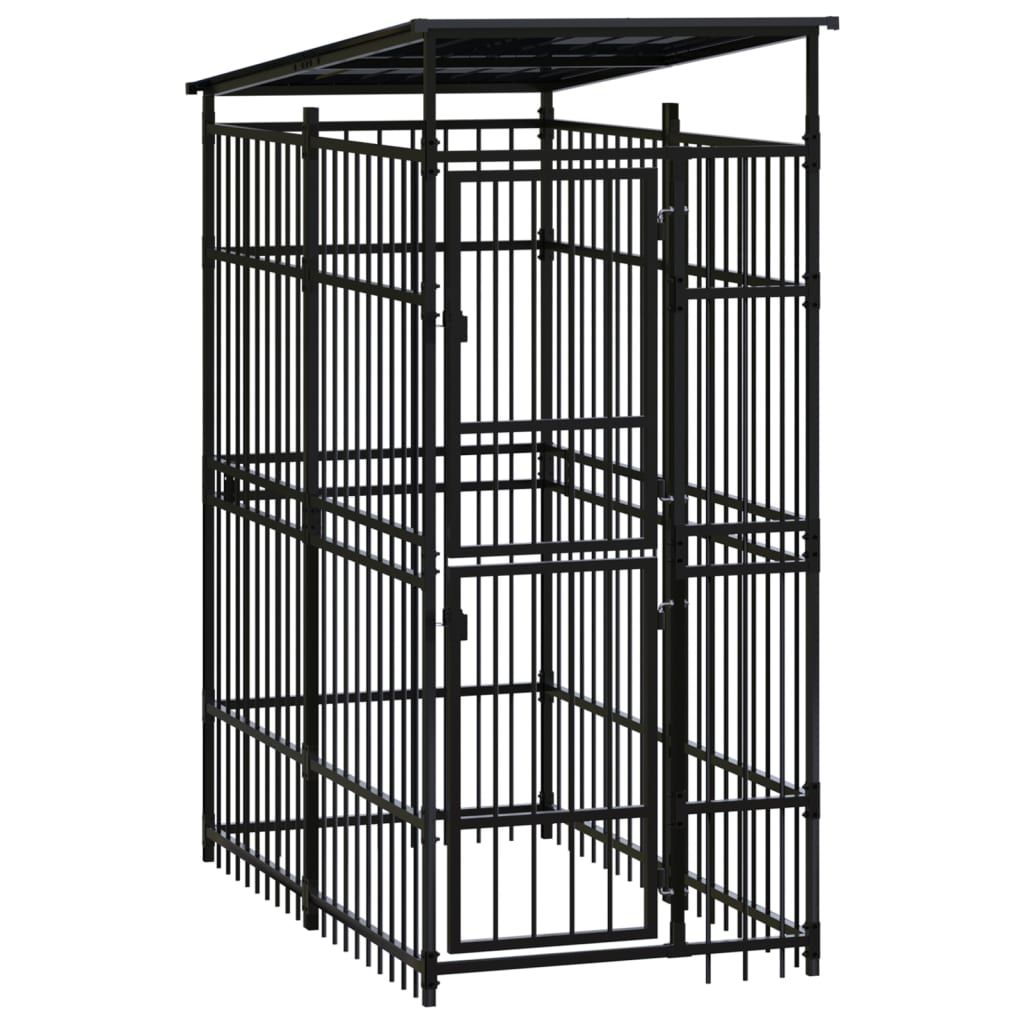 Meilleurs prix pour vidaXL Chenil d'Extérieur avec Toit pour Chiens Acier 1,84 m² Cage Enclos
