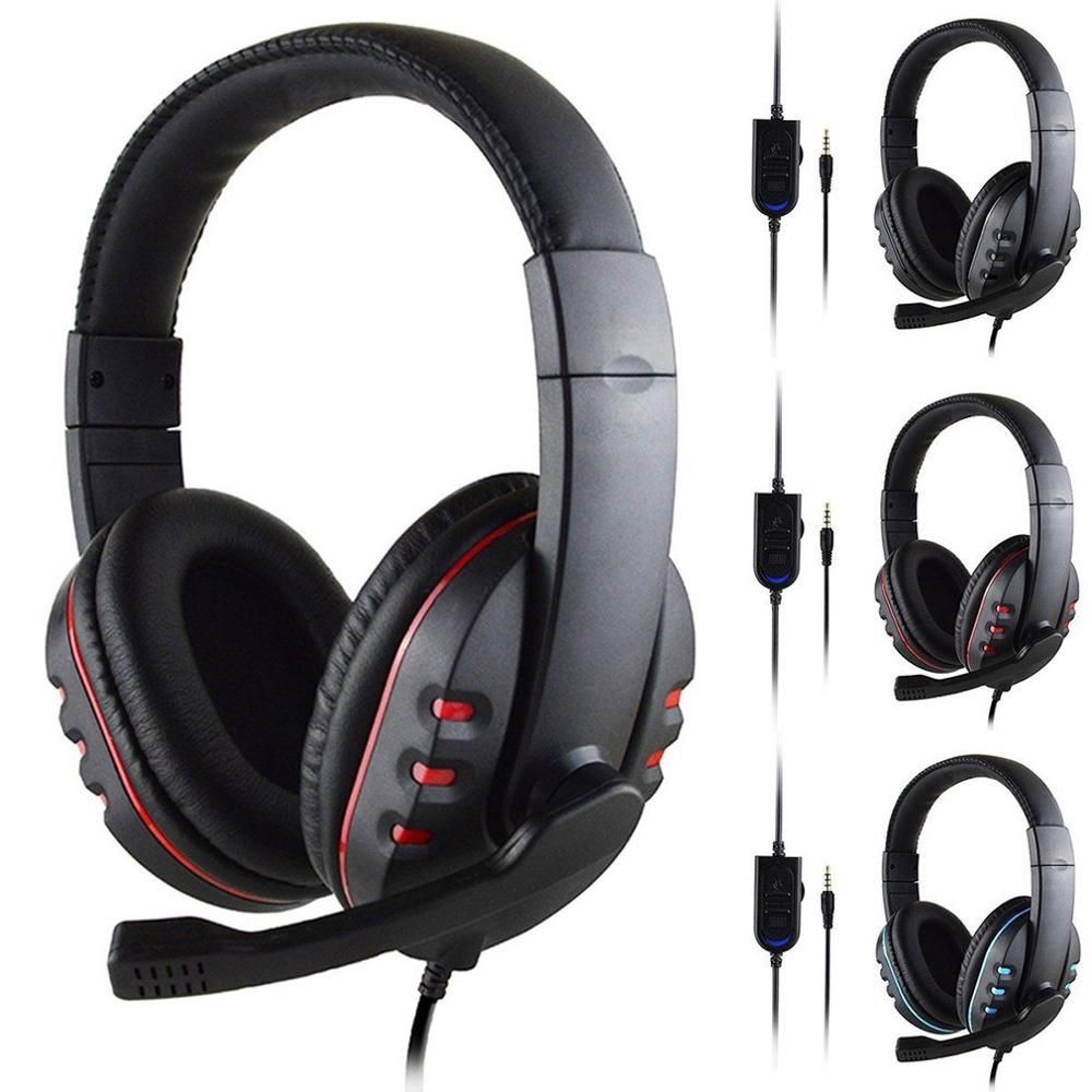 Casque 3.5mm filaire casque de jeu écouteurs musique pour PS4 Play Station 4 jeu PC chat ordinateur avec microphone-blanc