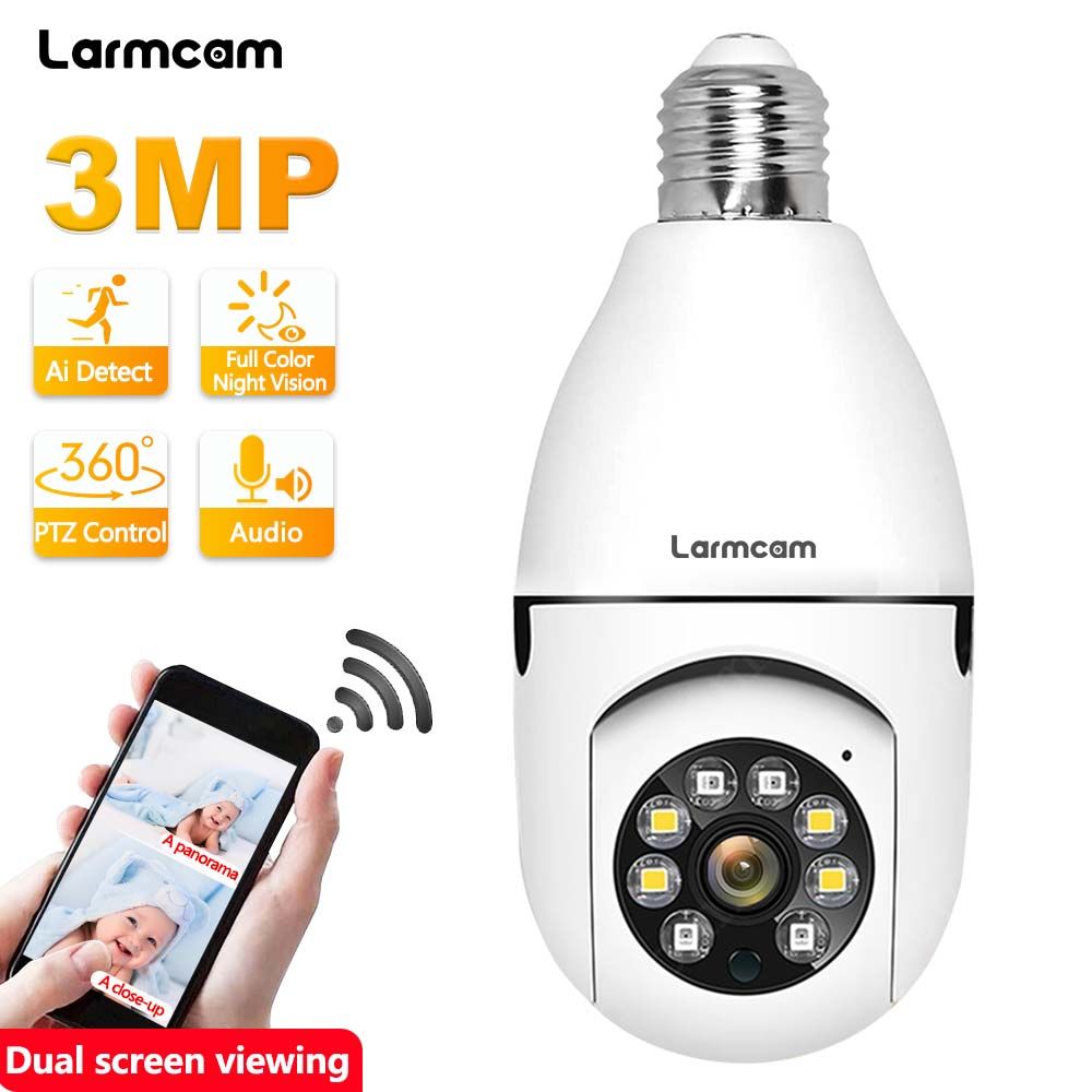 1080P E27 Ampoule Caméra WiFi Baby Monitor 2K 3MP Surveillance vidéo intérieure Protection de sécurité a domicile Suivi automatique Carecam Pro, 2K 3MP PAS de carte SD