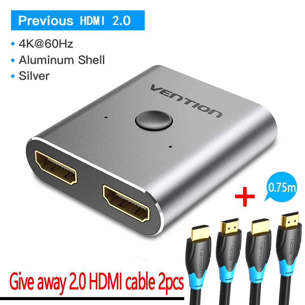 Commutateur HDMI 4K 2 Ports Séparateur de Sélecteur HDMI Bidirectionnel 1x2 / 2x1 Prend en Charge Ultra HD 4K 1080P 3D HDR HDCP pour PS4 Xbox HDTV,AFUH0 2pcs AACBE-