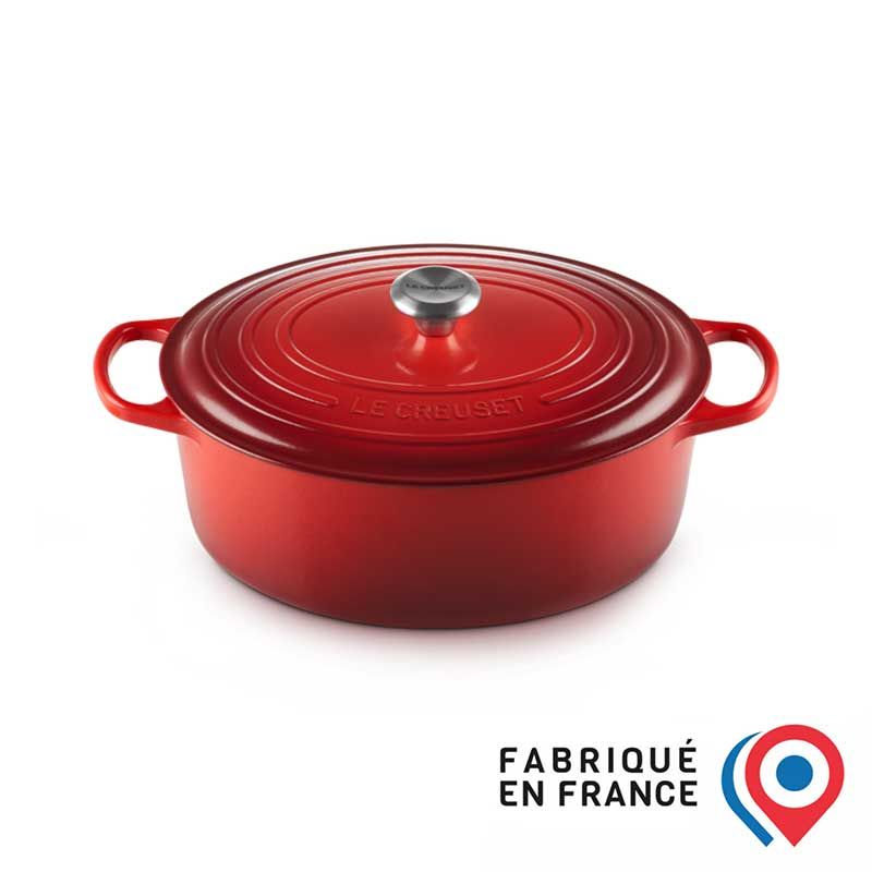Cocotte ovale fonte émaillée cerise 33 cm - vue 2