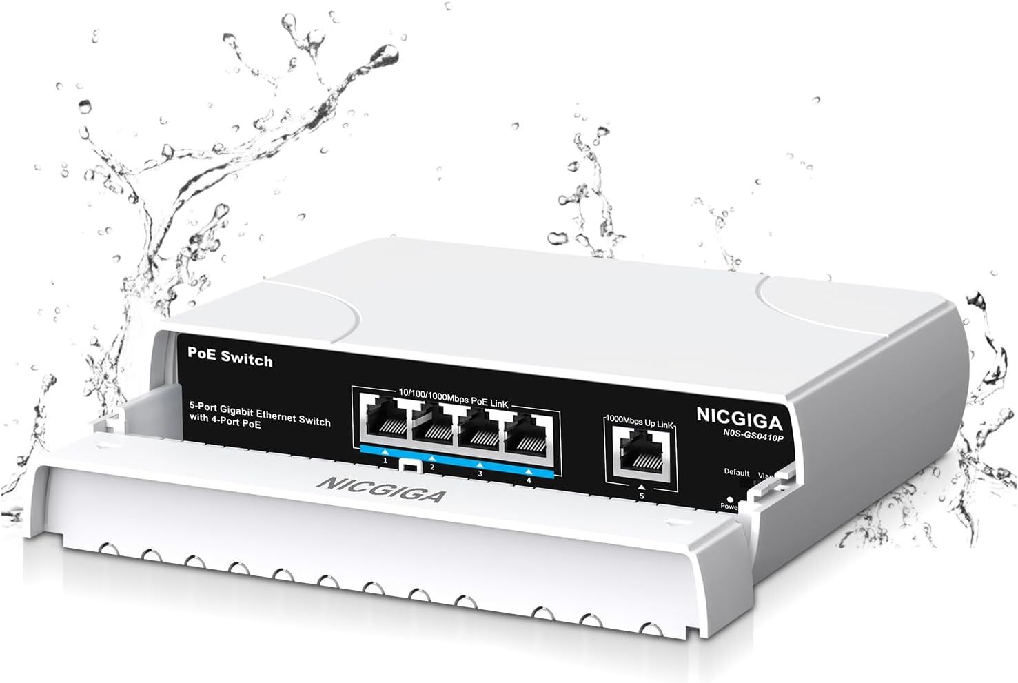 Outdoor Waterproof 4-Port Gigabit PoE Switch with 4 Port PoE+78W + 1000Mbps Uplink Port,5 Port IEEE802.3af/at Power Over Ethernet Switch Unmanaged with VLAN Function,Plug & Play