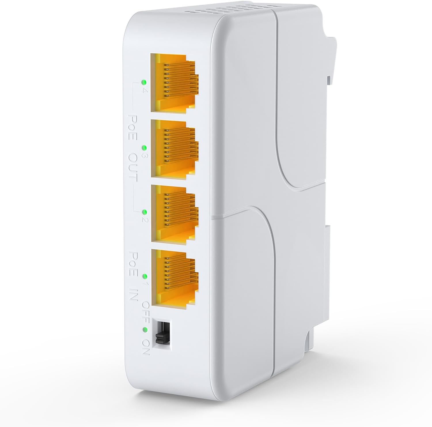 Extendeur PoE Gigabit 4 Ports avec 1 PoE en Entrée et 3 PoE en Sortie,Support de Répéteur PoE 4 canaux IEEE802.3af/at avec 1000Mbps,Extension de 100m (328ft),Répéteur Power Over Ethernet,VLAN