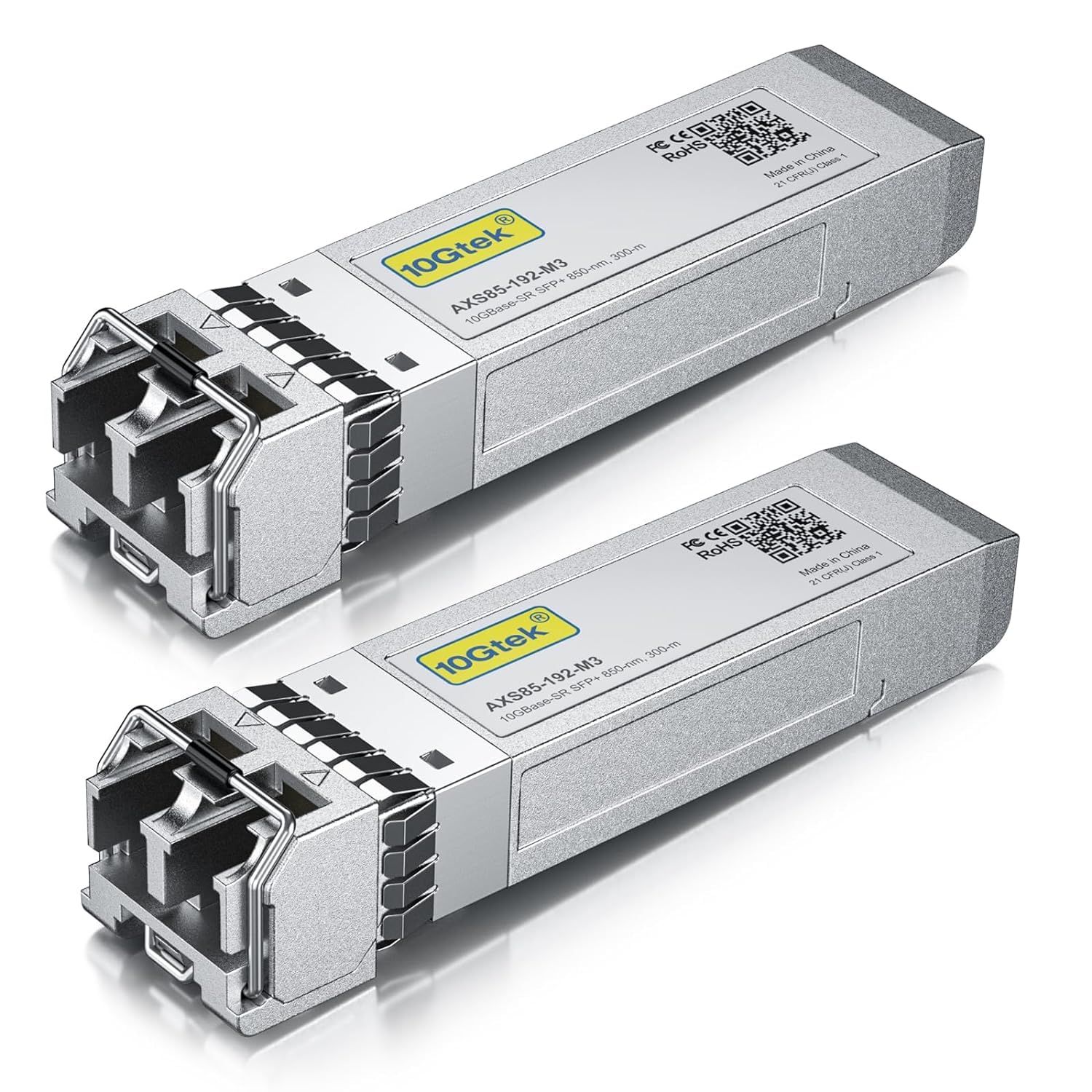 [2 Pack] 10Gb SFP+ SR Multimode Module-10GBase-SR LC Transceiver Compatible pour Cisco SFP-10G-SR,Meraki MA-SFP-10GB-SR,Mikrotik S+85DLC03D,Ubiquiti,Netgear,Zyxel,Qnap,Synology,D-Link,ect