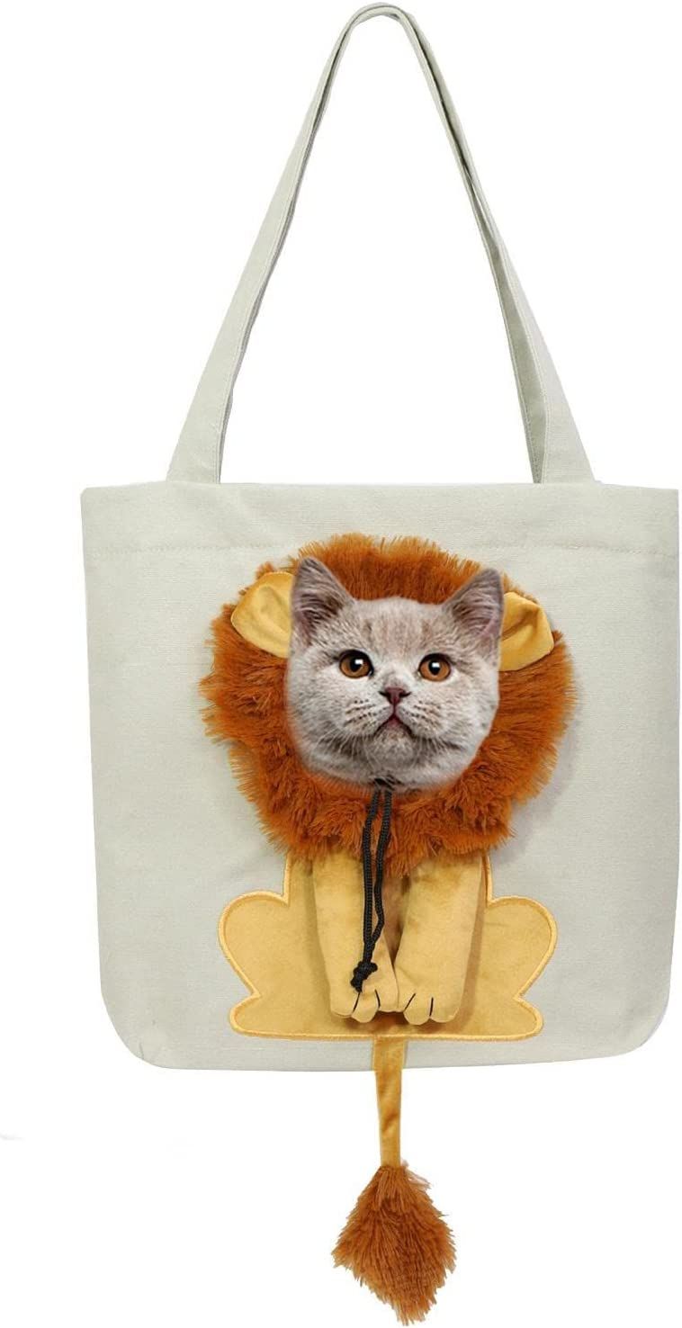 Sac De Transport Chat Mignon # Porte-Chiens Pour Petits Chiens - Lion En Forme De Tête D'exposition En Toile Pour Animaux De Compagnie En Forme De Sac À Bandoulière Chat Chien Sac À Main