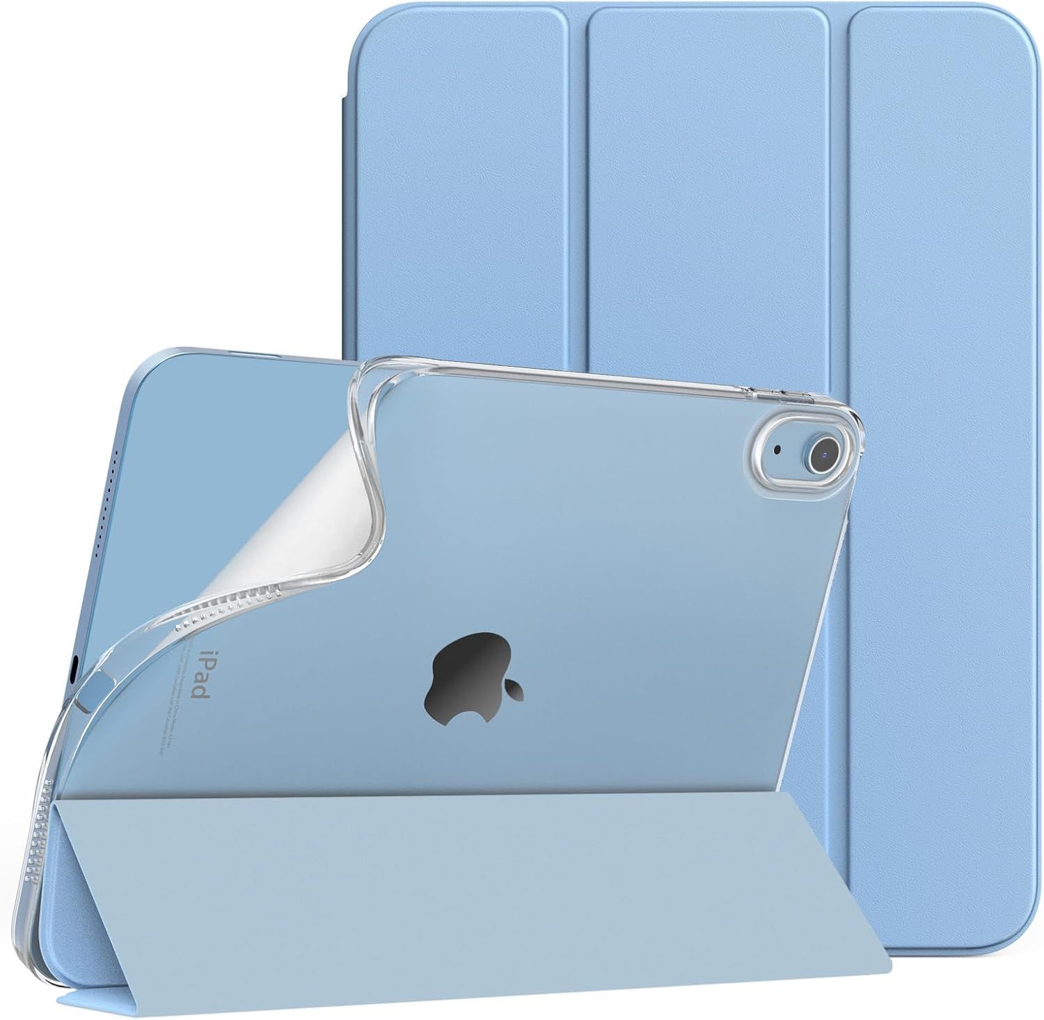 Coque Compatible Avec Ipad 10ème Génération 10,9 Pouces 2022, Mince Étui Tri-Fold En Tpu Souple Translucide Avec Réveil/Sommeil Auto Pour Ipad 10, Bleu Ciel Ensoleillé