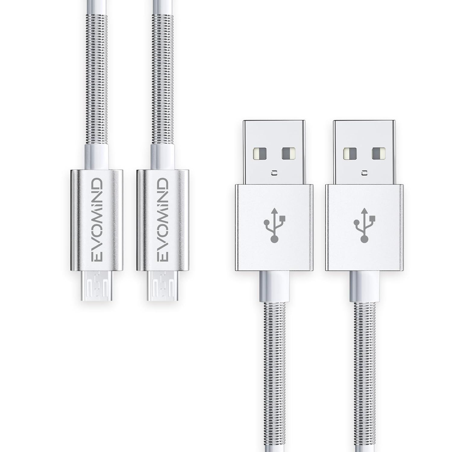 Cable Micro Usb [2X2M] Charge Rapide Et Transfert De Donnees Pour Samsung Galaxy S7/6/ A10/ J, Xiaomi 9C/6A/ Note 6 Pro, Manette Ps4/Xbox One, Et Autres Dispositifs Microusb - 2X2M Blanc