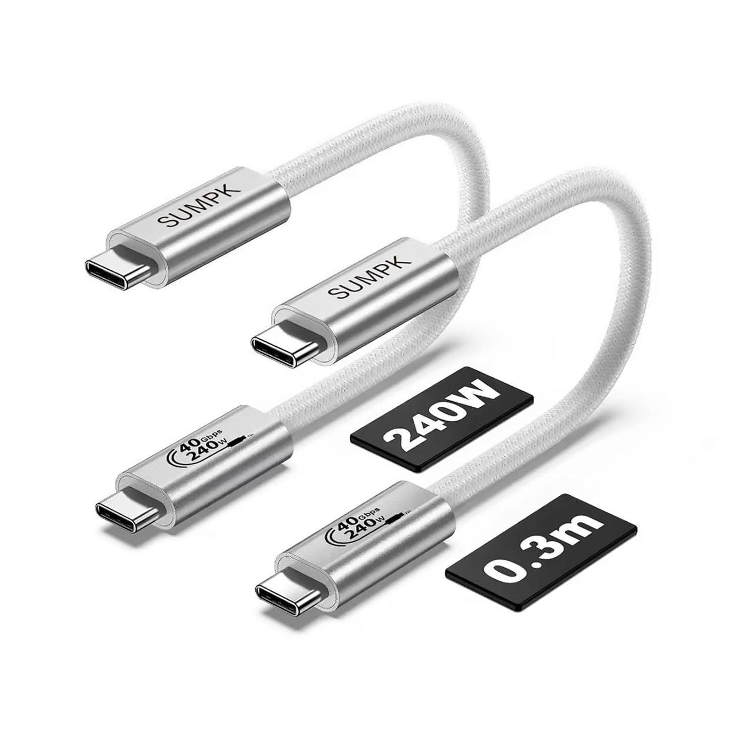 Câble Usb 4 Court De 30C M, 240 W Usb C Vers Usb C 40 Gbit/S, Charge Rapide, Cordon De Moniteur Vidéo 8K Pour Appareils Thunderbolt 4, Thunderbolt 3 Et Usb4