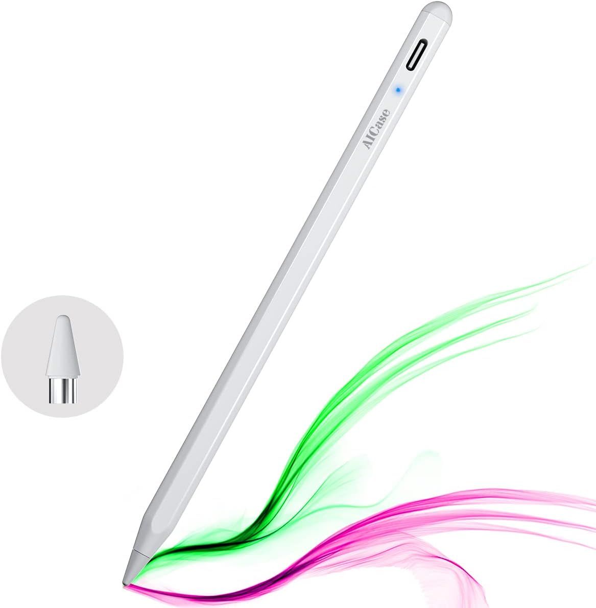 Stylet pour écrans tactiles,Haute précision et sensibilité de 1,5 mm,Pointe Fine pour iPad,Stylet numérique Actif pour Tablette,Fonctionne sur Les écrans tactiles iOS et Android (Blanc)