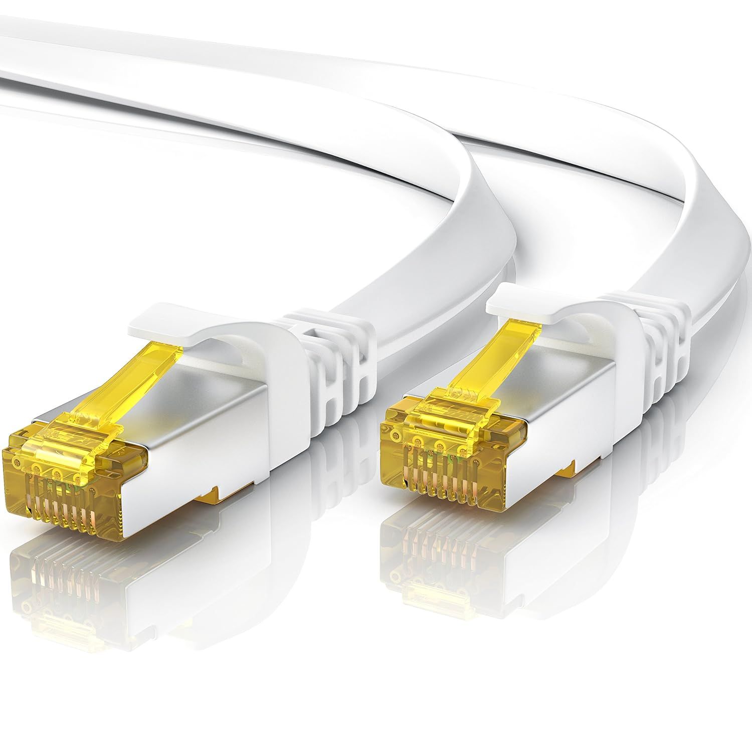 25m Câble réseau Cat 7 Plat,Câble Ethernet 25 mètres,Gigabit réseau Local LAN 10 Gbps,Câbles de Connexion Patch,Câbles de Pose Cat7 Brut U FTP PiMF RJ45 Compatible Cat 5 Cat 6,Blanc