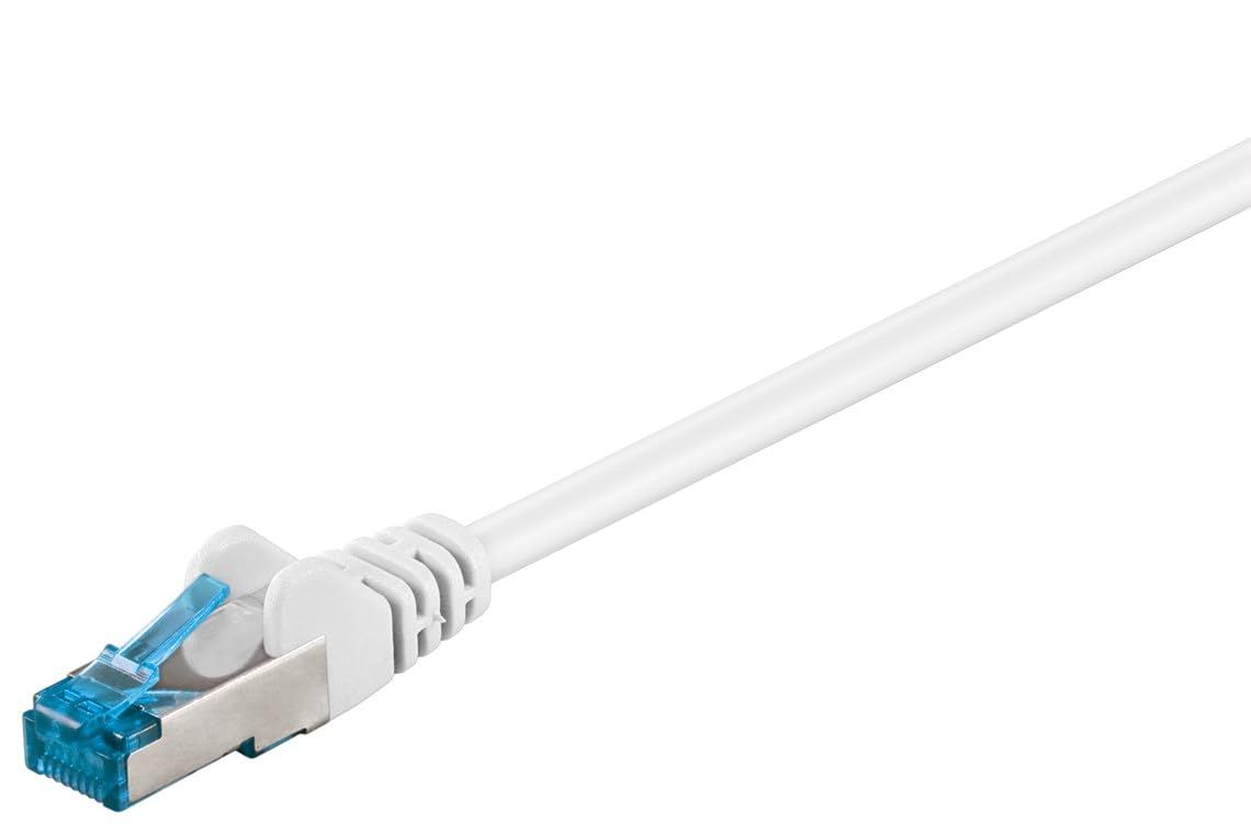 Câble patch CAT 6a,câble Ethernet,double blindage,S-FTP jusqu'à 10000 Mbits,500 Mhz,câble cuivre sans halogène,connecteur RJ-45,contacts plaqués or,0,25 m,blanc