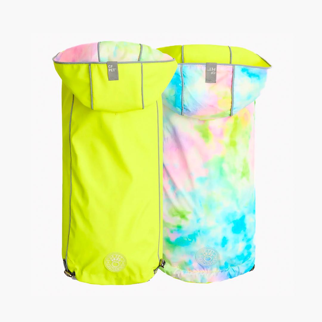 Comparer les prix de Gf Pet Reversible Raincoat - Imperméable- Vêtements Imperméables Pour Chiens- Taille L Manteau Pour Chien Longueur Du Dos 46cm- Jaune Fluo Avec Tie Dye