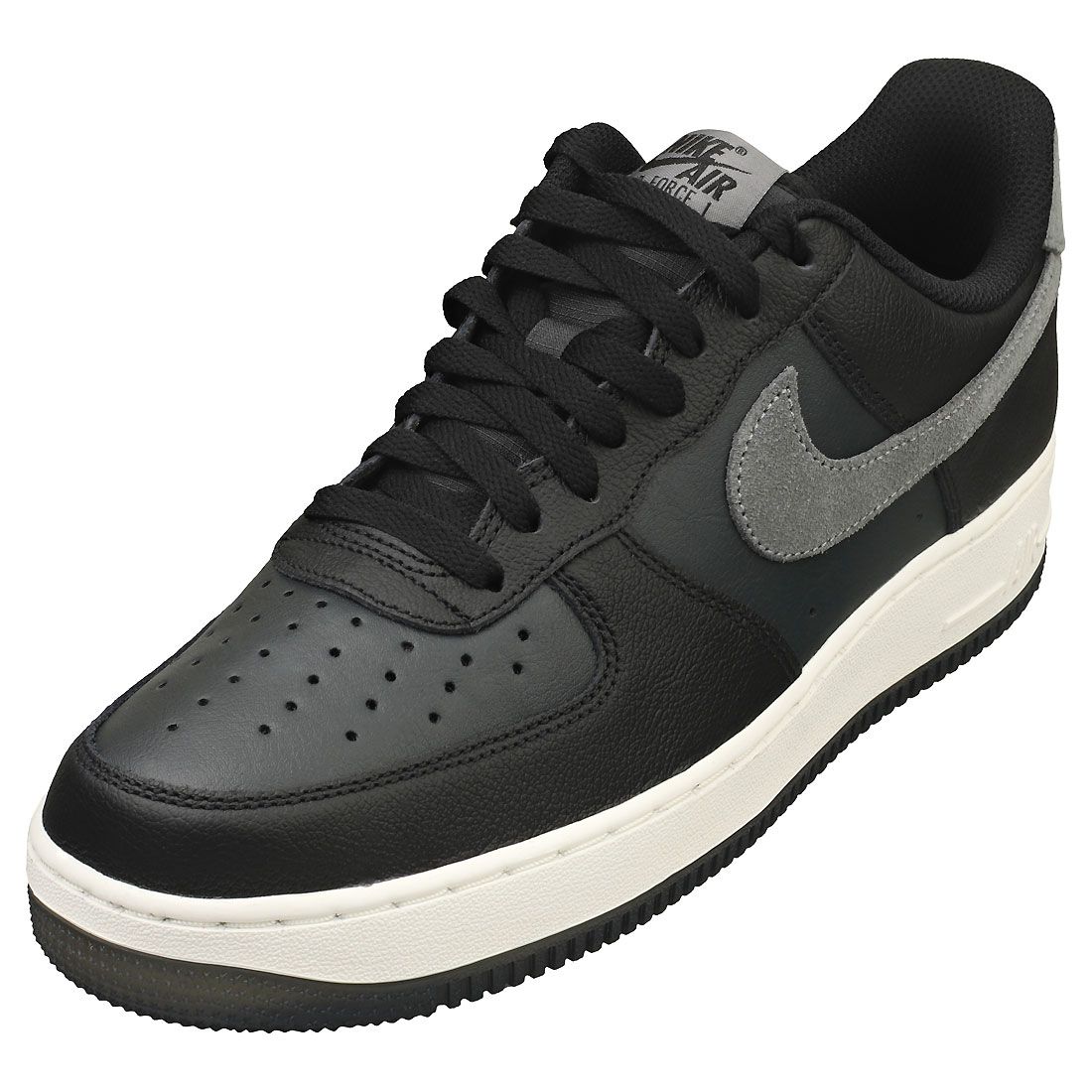 Nike Air Force 1 07 Lv8 - Baskets De Cuir Noir Et Gris Pour Hommes