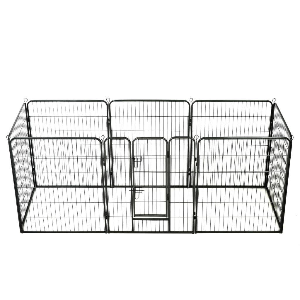 Comparer les prix de vidaXL Parc pour chiens 8 panneaux Acier 80 x 100 cm Noir