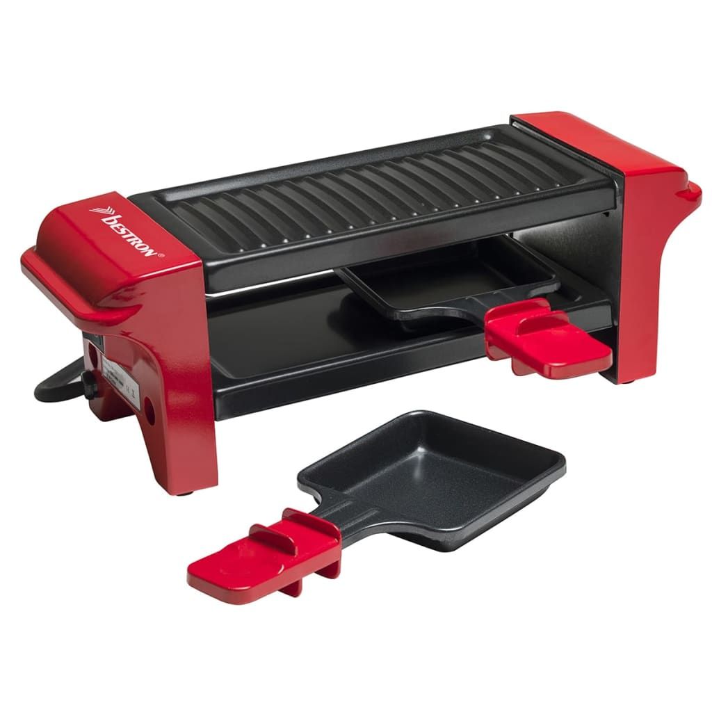 Bestron Appareil a raclette Mini Grill pour 1 à 2 personnes avec 2 poêlons et 2 spatules avec revêtement antiadhésif 350 Watts couleur: