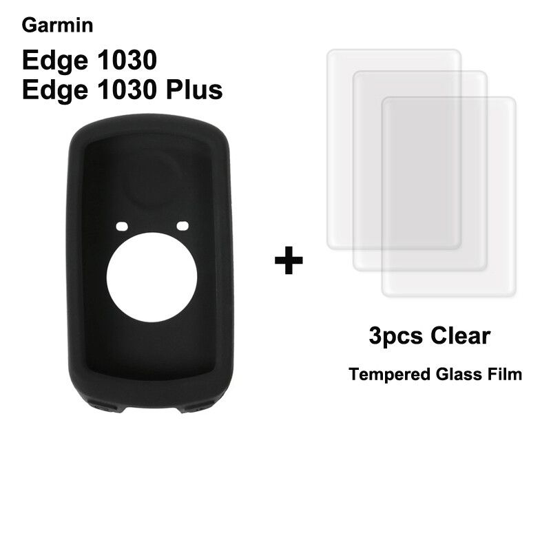 1 étui et 3 films de protection d'écran pour Garmin,compatible avec les modèles Edge 130 plus 520 530 540 830 840 1000 1030 1040 Explore 520 Plus et GPS - Type 1030PlusTemperedFilm