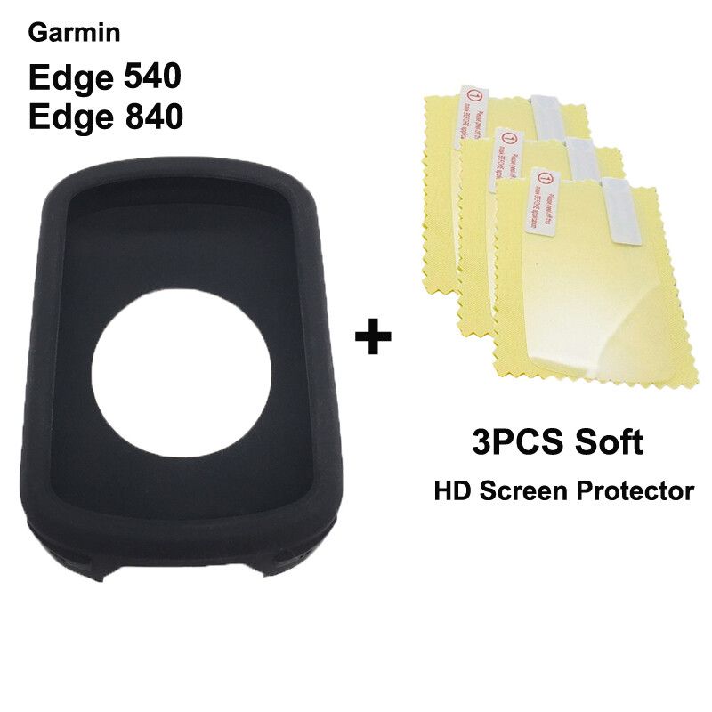 1 étui et 3 films de protection d'écran pour Garmin,compatible avec les modèles Edge 130 plus 520 530 540 830 840 1000 1030 1040 Explore 520 Plus et GPS - Type 540 840 HD Film