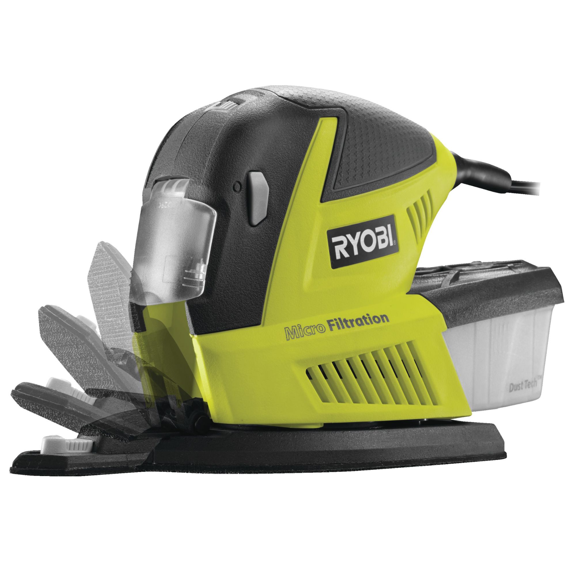 RYOBI Ponceuse multifonction 3 modes : triangulaire 13 de feuille finition variateur de vitesse Livrée en sac de transport avec 30 abrasifs 10x13 feuille 10 triangles 10 doigts - vue 4