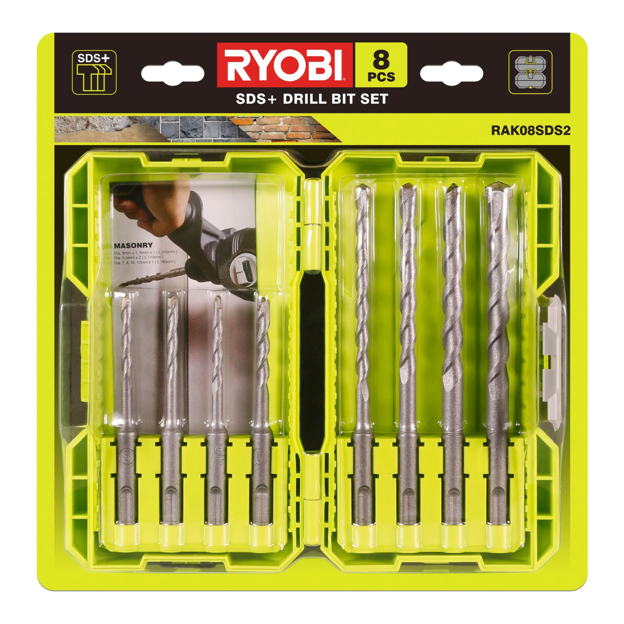 Ryobi RAK08SDS2 Ensemble Forets 8 Pièces - vue 3