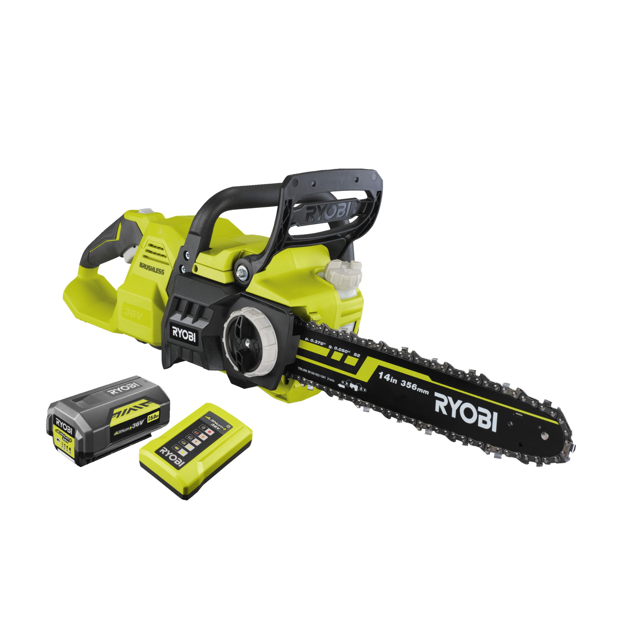 Tronçonneuse RYOBI 36V LithiumPlus Brushless 1 batterie 5.0Ah 1 chargeur RY36CSX35A 150