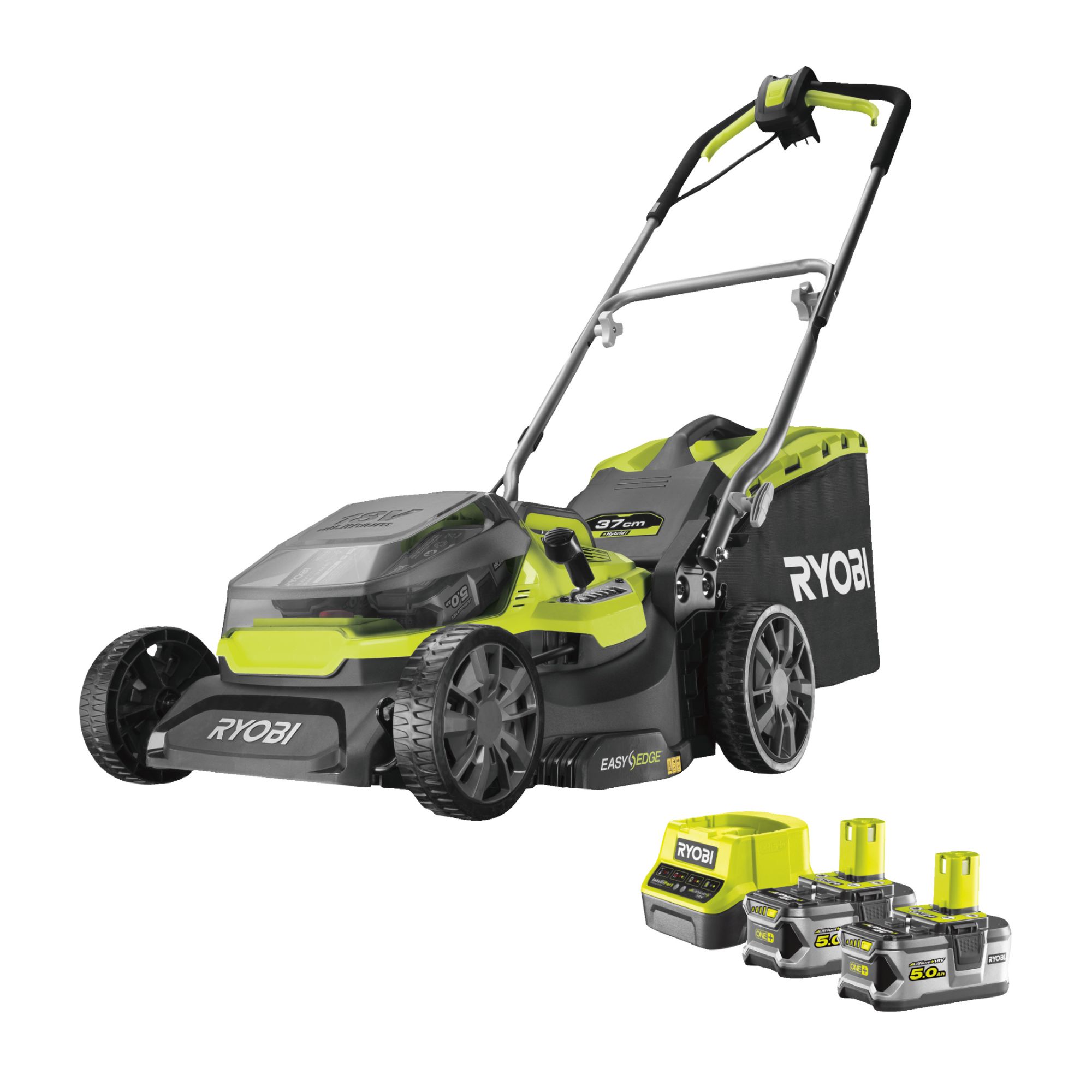 RYOBI Tondeuse poussée HYBRIDE 36V alimentation par 2 batteries ONE+™ coupe 37 cm + 2 batteries 5 Ah & charg. RY18LMH37A 250 - vue 3