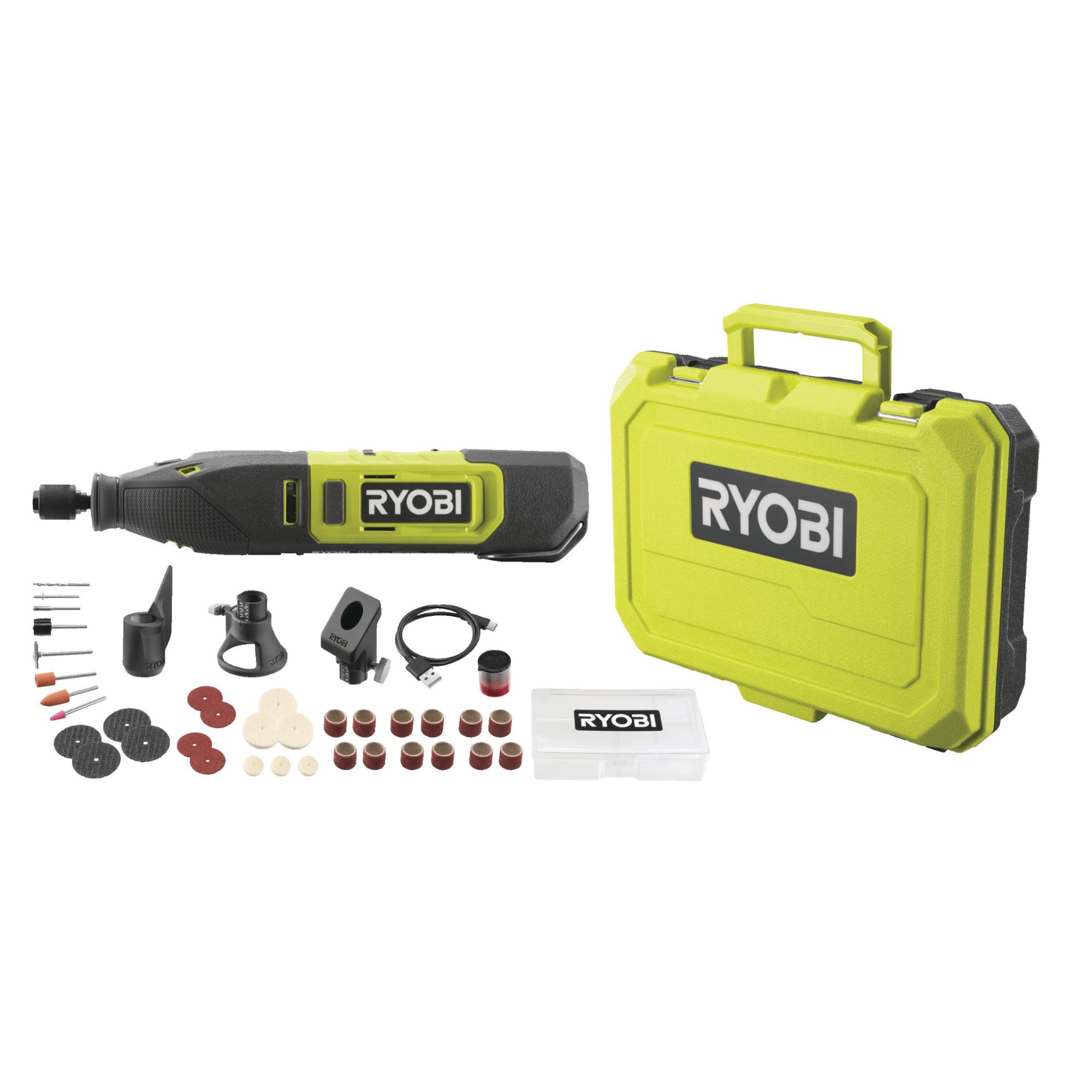 Mini-outil multifonction RYOBI RRT12-120BA3/35 - 12V - 1 Batterie 2.0Ah - 1 Câble USB C - 35 Accessoires