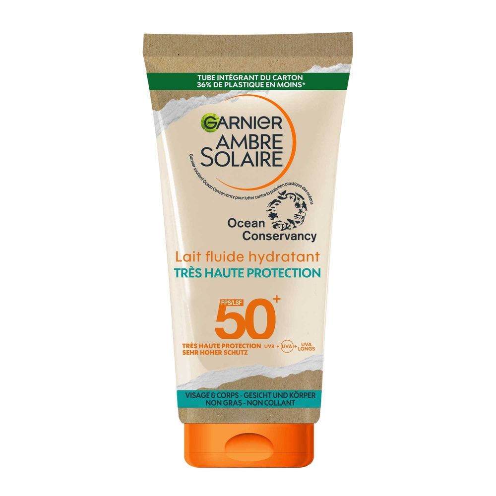 Garnier Ambre Solaire Lait Fluide Hydratant Fluide Hydratant Très Haute Protection Fps50+ 175 Ml