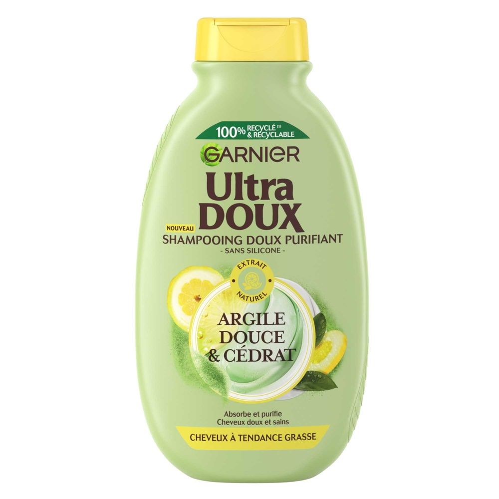 Shampoing Purifiant Cheveux À Tendance Grasse Douce Et Cédrat Ultra Doux Garnier Le Flacon De 300ml - vue 2