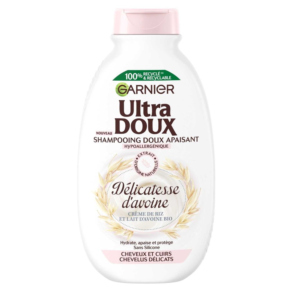Shampoing Apaisant Cheveux Et Cuirs Chevelus Délicats Crème De Riz Et Lait D'avoine Bio Ultra Doux Garnier Le Flacon De 300ml - vue 2