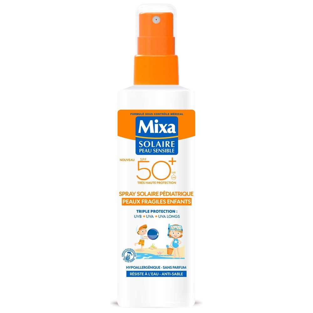 Mixa Solaire Peau Sensible Spray Pédiatrique Spf50+ Peaux Fragiles Enfants 200 Ml