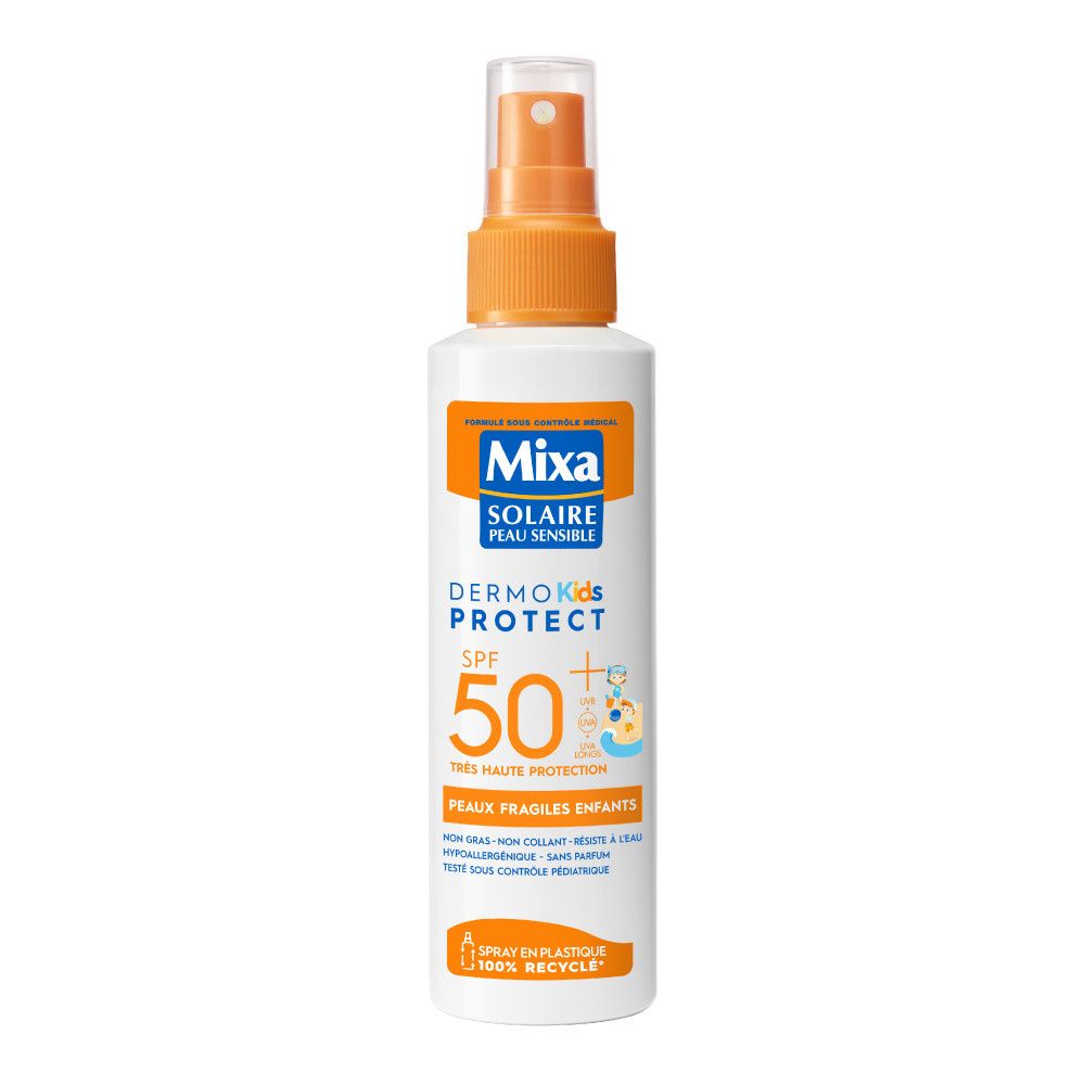 Crème Solaire Spray Enfant Corps Visage Spf 50+ Hypoallergénique Peau Sensible Mixa Le Spray De 150ml - vue 8
