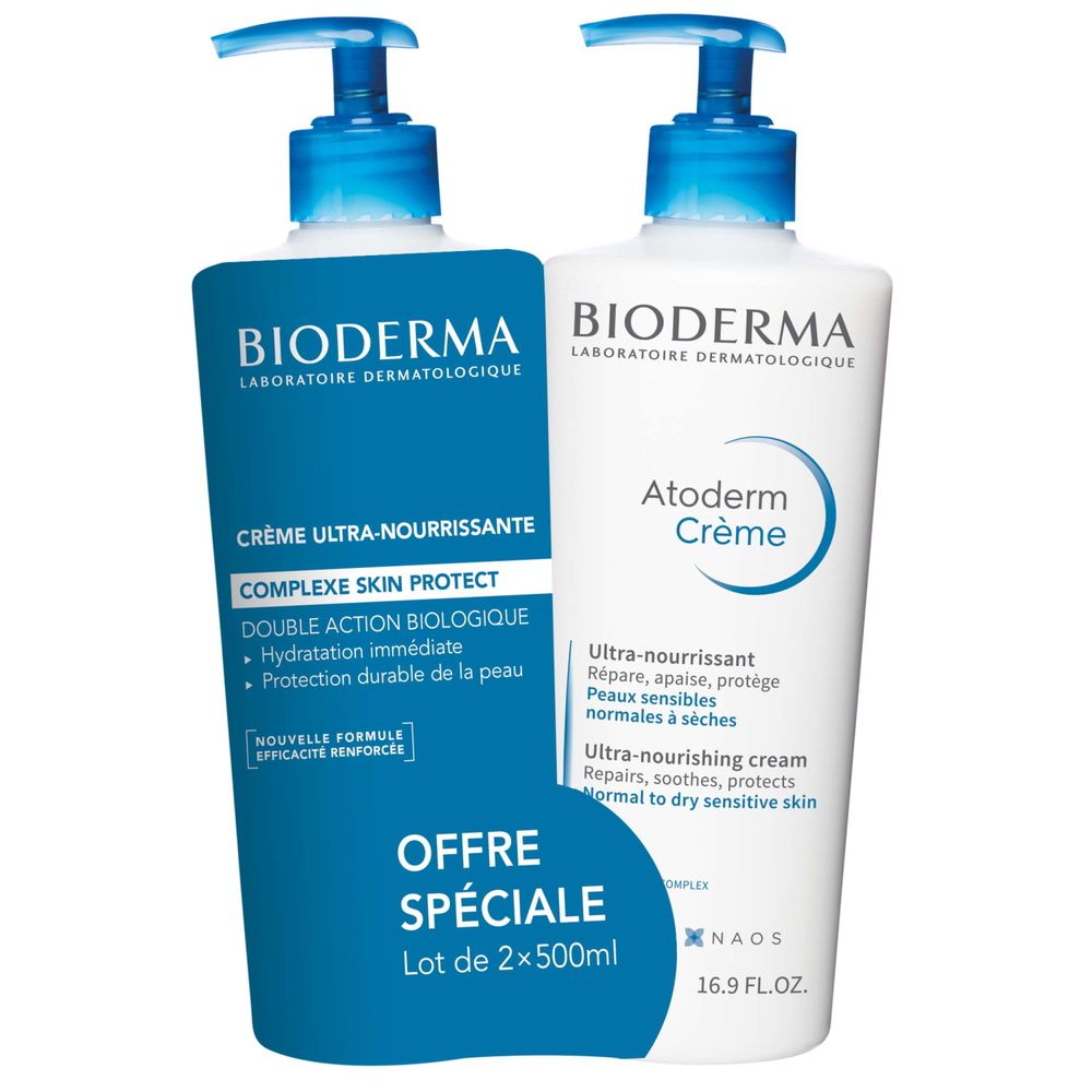 Crème Corps Ultra nourrissant Peaux Sensibles Normales À Sèches Atoderm Crème Bioderma Les 2 Pompes De 500ml - vue 3