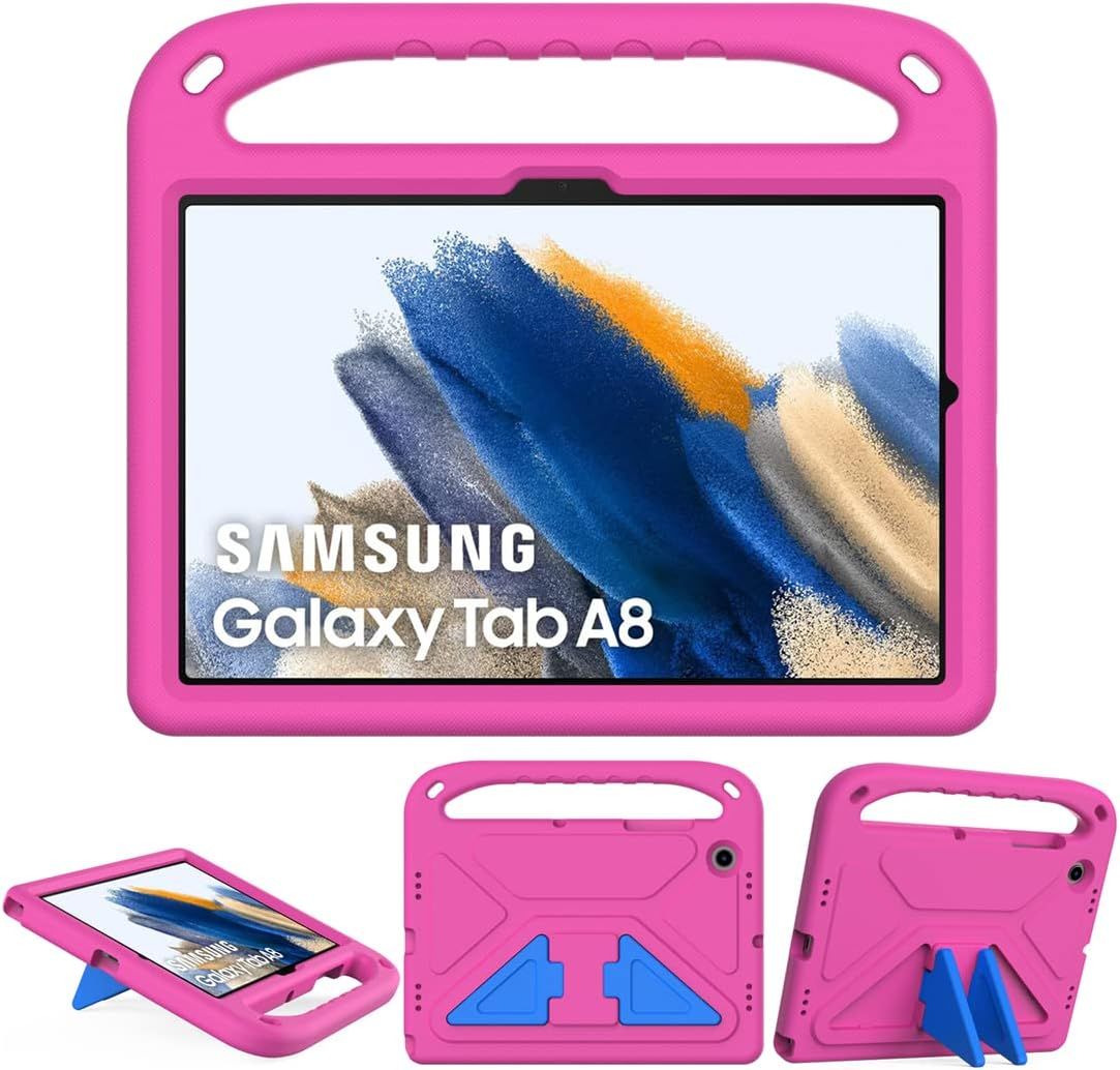 Coque Étui Pour Samsung Galaxy Tab A8 10.5"" 2021 (Sm-X205/ Sm-X200), Antichoc Enfants Étui Avec Support Housse Protection (Rose)