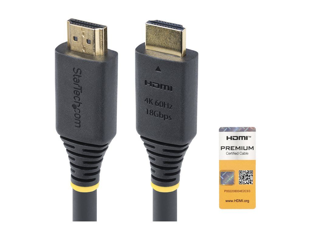 StarTech.com 1.5m (4.9ft) Premium Certified High Speed HDMI Cable, 4K60Hz - Premium High speed - câble HDMI avec Ethernet - HDMI mâle pour HDMI mâle - 1.5 m - noir - support pour 4K60Hz, passif