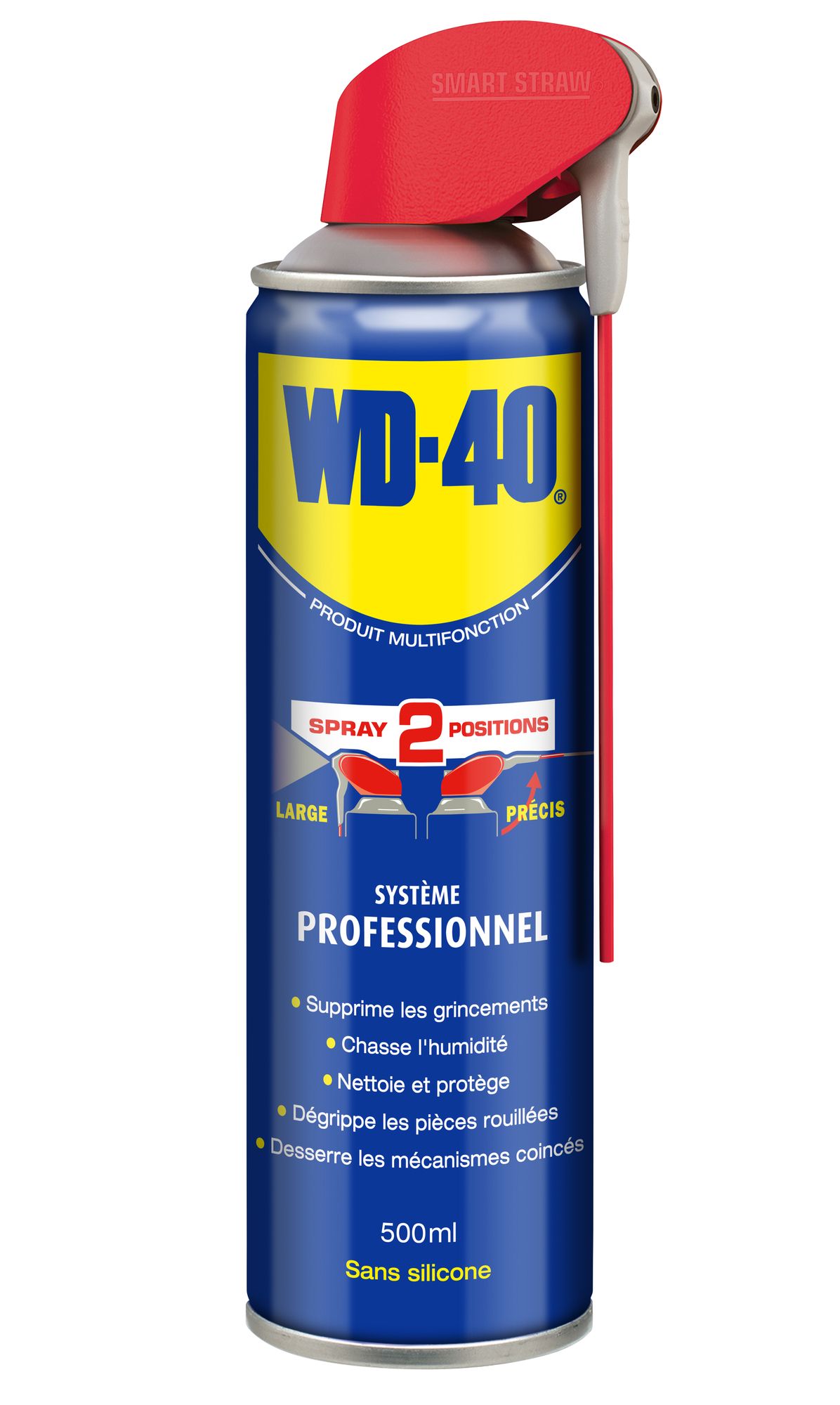 WD-40 Spray double position 500ml Aérosol lubrifiant dégrippant anti-humidité