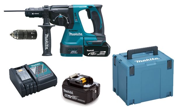 Marteau Perforateur MAKITA DHR243RTJ à Batteries LXT 18 V SDS-Plus (2 x 5 Ah)