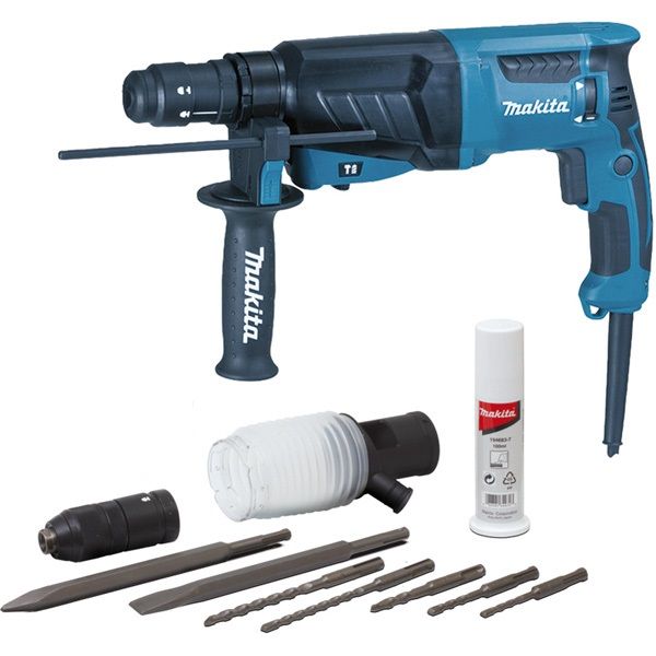 Perfo burineur MAKITA SDS Plus 26 mm coffret alu kit d'accessoires HR2630TX4