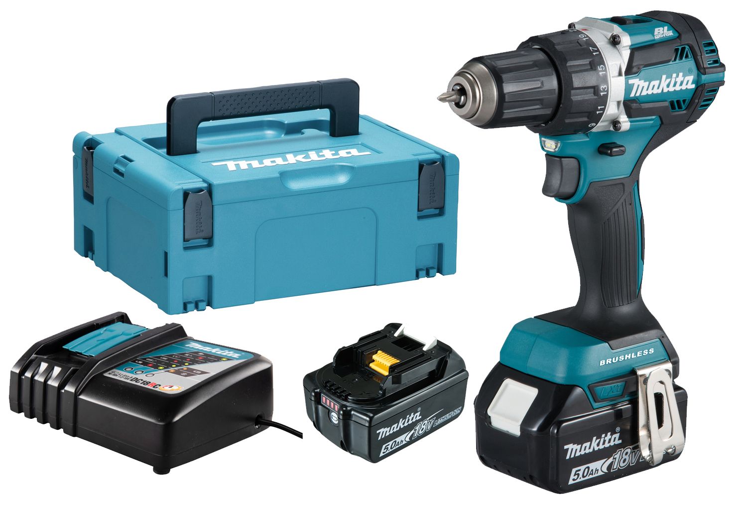 Perceuse visseuse MAKITA DDF484RTJ 18 V Li-Ion (2x5.0Ah) Ø 13 mm + chargeur rapide