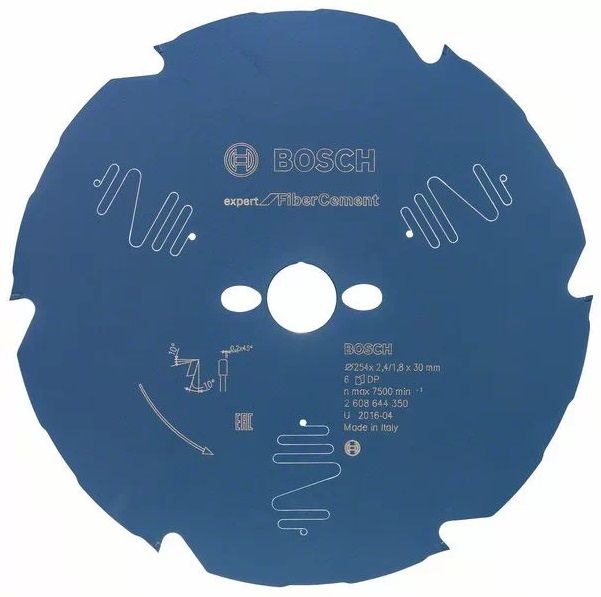 Lame pour scie circulaire 254 x 30 x 1.8 mm Bosch Accessories 2608644350 Nombre de dents par pouce : 6 1 pc
