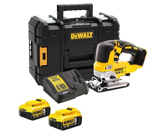 Scie sauteuse DEWALT 18V XR 5Ah + 2 batteries + chargeur DCS334P2