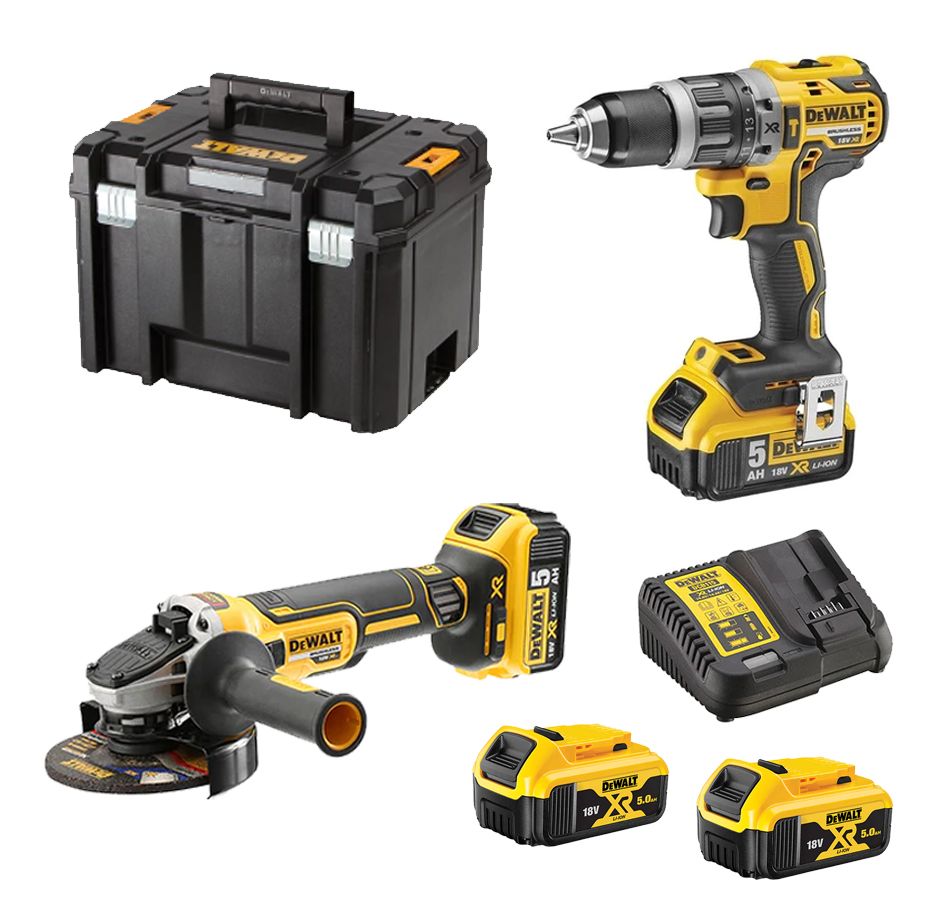 Pack 2 outils DEWALT DCK2080P2T DCD796 + DCG405 XR 18V Li Ion 2x5Ah
