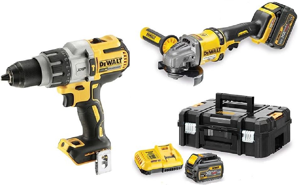 Pack 2 outils 1854 V DCD996+DCG414 + coffrets T STAK + 2 batteries Flexvolt 62Ah DEWALT - vue 2
