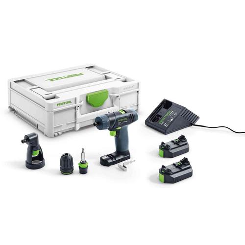 Perceuse-Visseuse Sans Fil Festool Txs 2,6-Set - 2 Batteries 10.8V 2.6Ah + Chargeur + Systainer + Renvoi D'Angles - 576102
