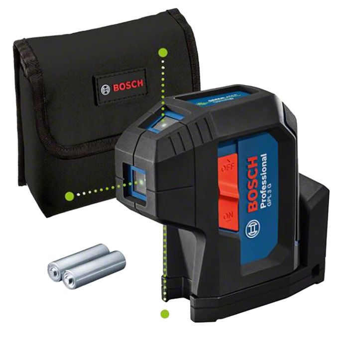 Laser 3 points BOSCH GPL 3 G Précision 1 mm Portée 8 Angle et niveau