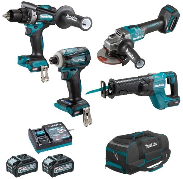 Pack d'outils 40V XGT MAKITA DF001G GA005G JR001G TD001G 4Ah batteries coffret MAKPAC - vue 2