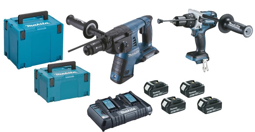 Ensemble de 2 machines 18 V Li Ion 5 Ah DHR264 + DHP481 MAKITA 2 batteries chargeur coffret DLX2101PTJ