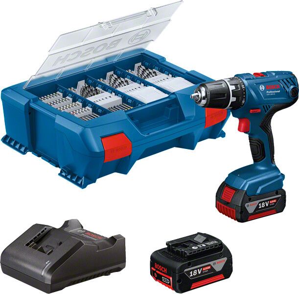 Perceuse-visseuse BOSCH GSR18V-21 18V + 2 batteries 4 Ah + chargeur + coffret L-Case - 06019H100C