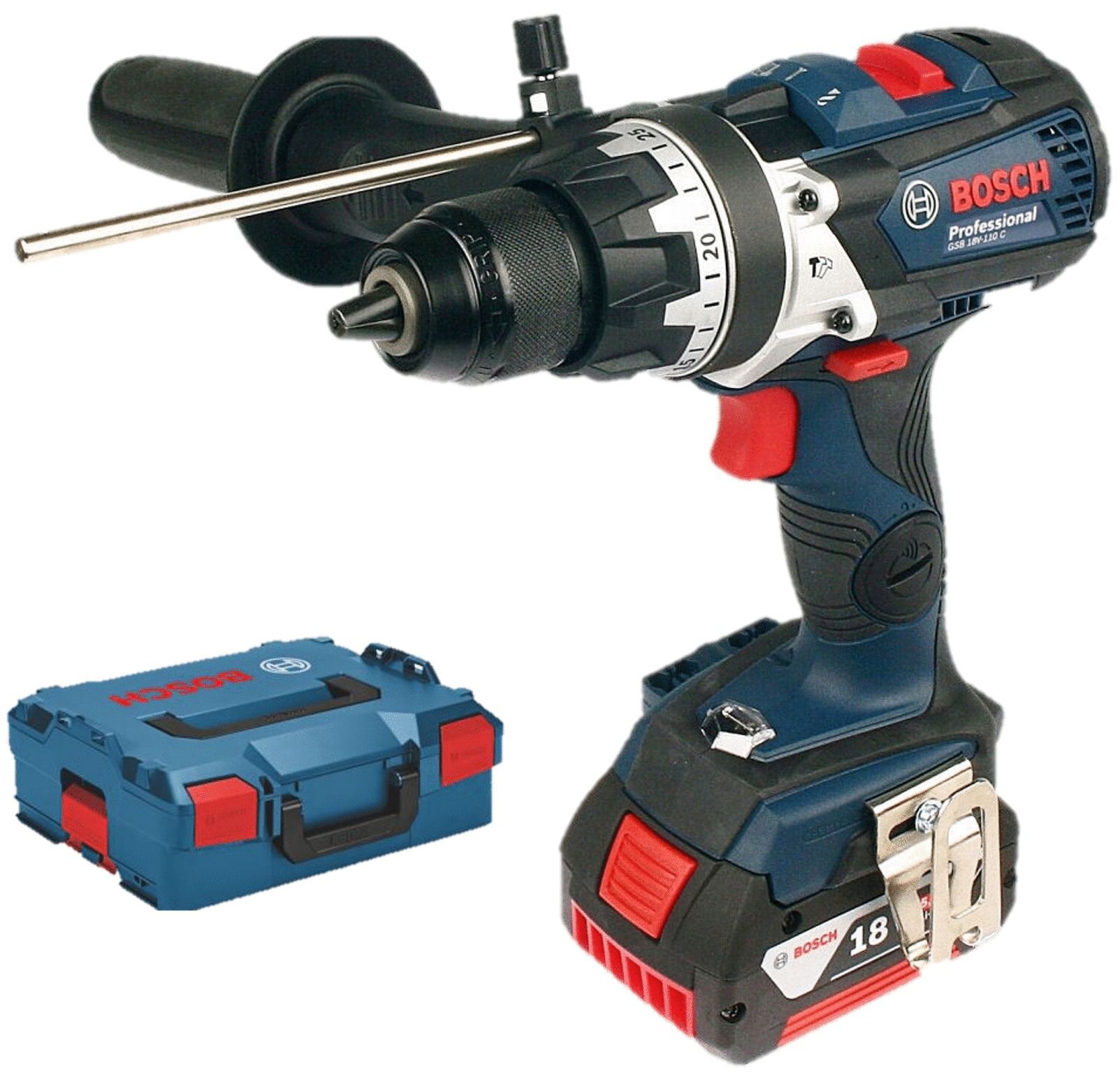 Perceuse-visseuse 18V GSR 18V-110 C Professional + 2 batteries 5 Ah + chargeur + coffret L-BOXX - BOSCH